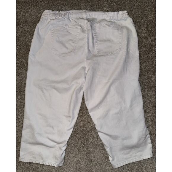 Catherines Women's Distressed Denim Capri Cropped White Stretch Plus Size 18W - Picture 5 of 6